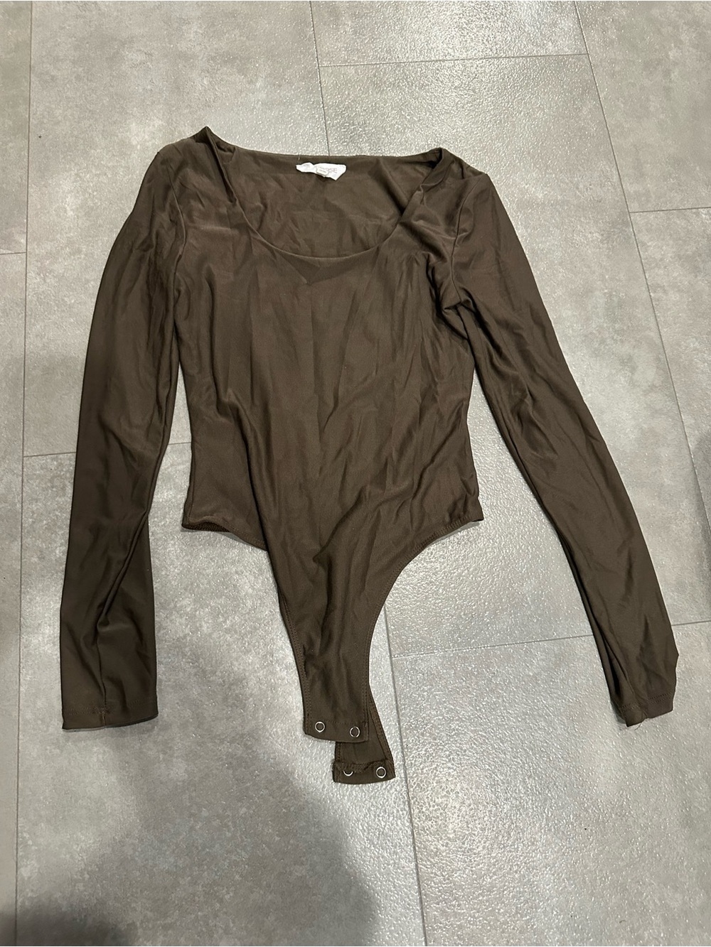 Pink Rose Long Sleeve Scoop Bodysuit - Brown